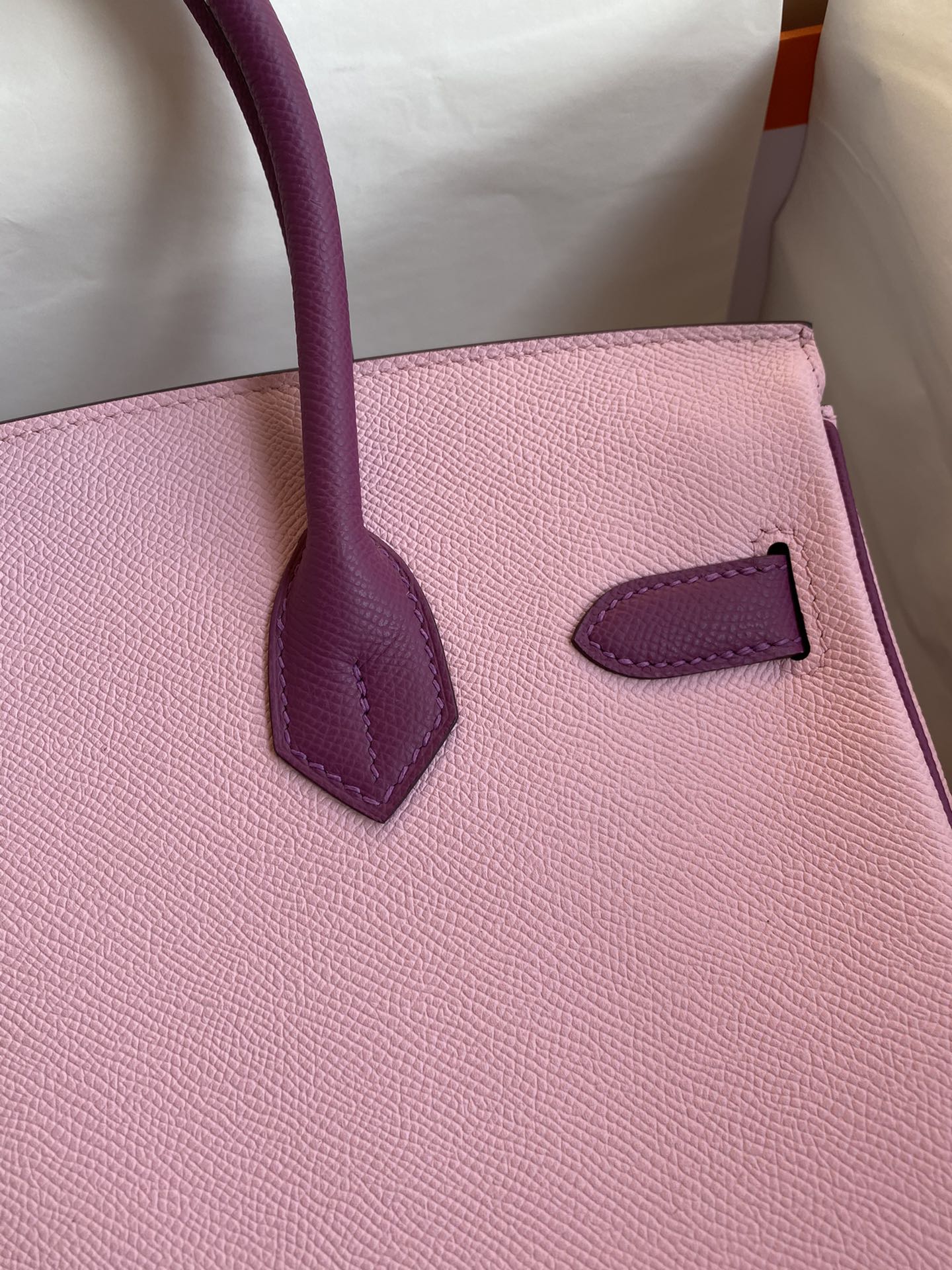 Hermes Birkin 30CM Epsom Leather Handbag Mauve Sylvestre